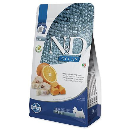 KRMIVO N&D OCEAN DOG CODFISH, PUMPKIN AND ORANGE ADULT MINI 800G