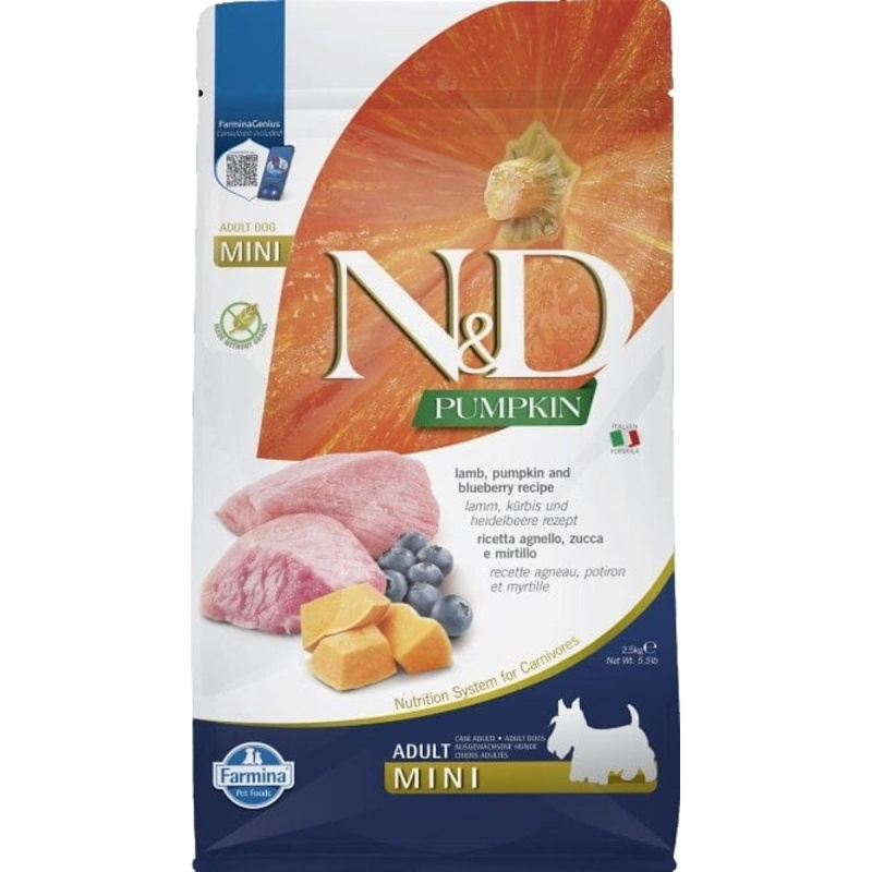 N&D Pumpkin DOG Adult Mini Lamb & Blueberry 2,5 kg
