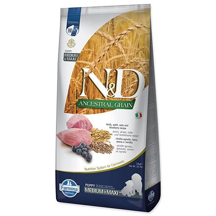N&D LG DOG Puppy M/L Lamb & Blueberry  12kg 