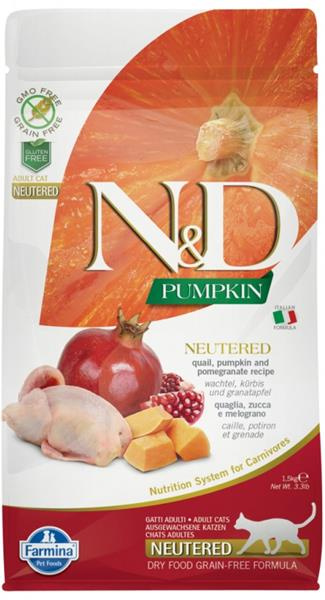 KRMIVO N&D CAT PUMPKIN NEUTERED QUAIL & POMEGRANATE 1,5 KG