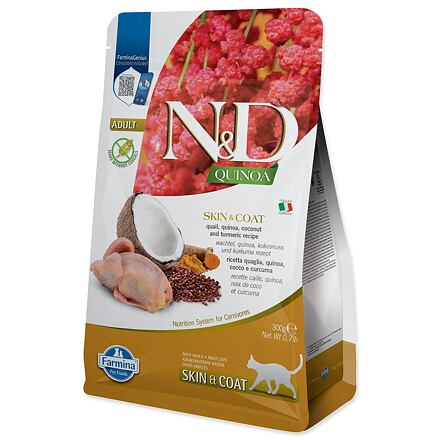 N&D GF Quinoa CAT Skin&Coat Quail & Coconut 300g