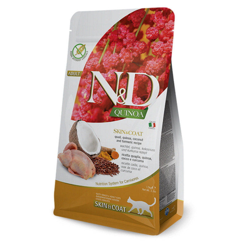 N&D GF Quinoa CAT Skin&Coat Quail & Coconut 1,5 kg