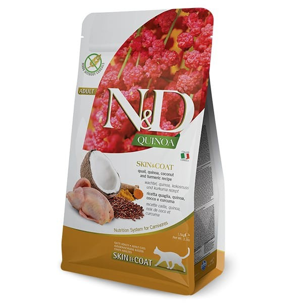 N&D GF Quinoa CAT Skin&Coat Quail & Coconut 1,5 kg
