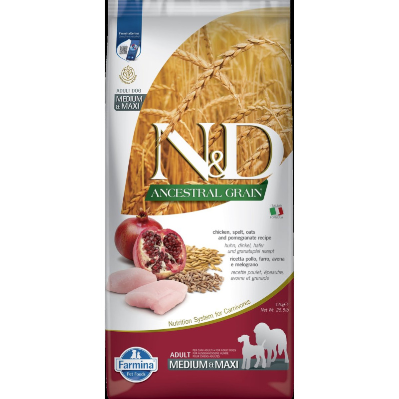 N&D LG DOG Adult M/L Chicken & Pomegranate 12 kg 