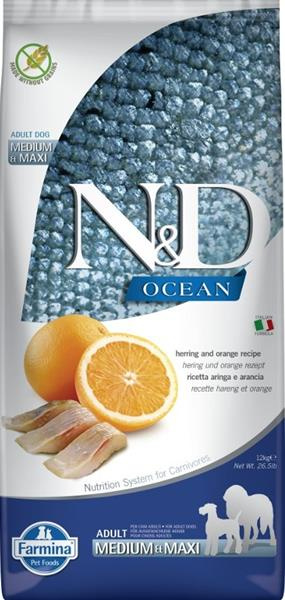 N&D OCEAN DOG Adult M/L Herring & Orange 12 kg 