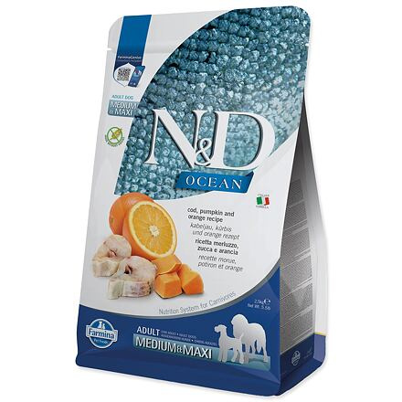 N&D OCEAN DOG Adult M/L Codfish&Pumpkin & Orange 2,5 kg