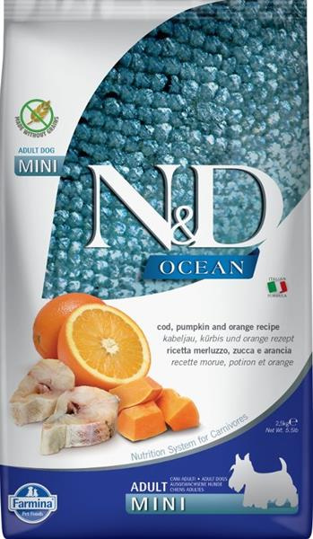 N&D OCEAN DOG Adult M/L Codfish&Pumpkin & Orange 2,5 kg