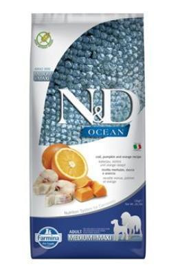 N&D OCEAN DOG Adult M/L Codfish&Pumpkin & Orange 12 kg 