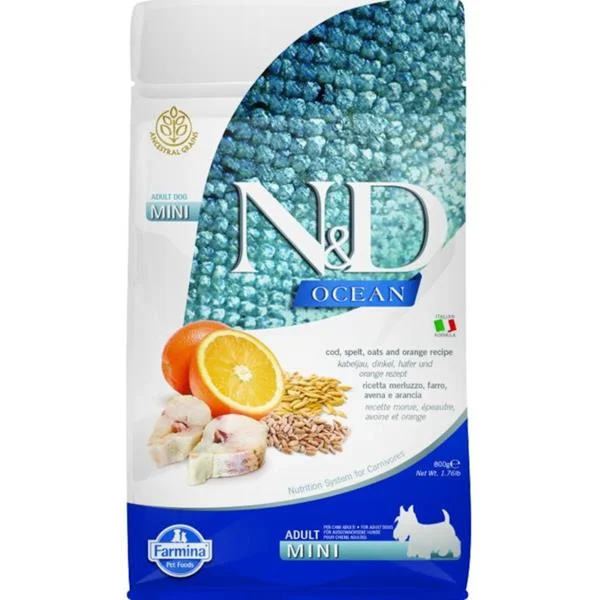 N&D OCEAN DOG LG Adult Mini Codfish & Orange 800g