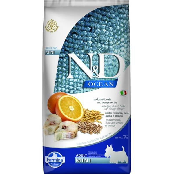 N&D OCEAN DOG LG Adult Mini Codfish & Orange 7 kg 