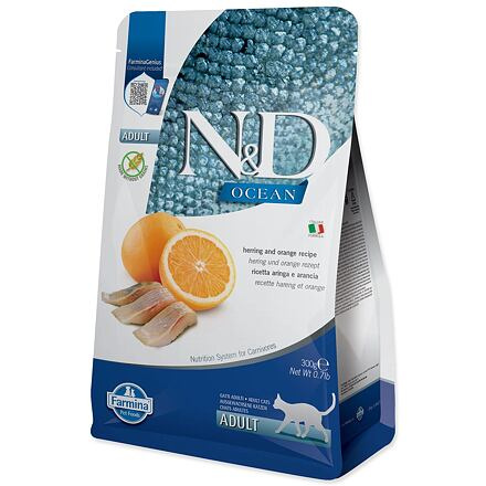 N&D OCEAN CAT GF Adult Herring & Orange 300 g