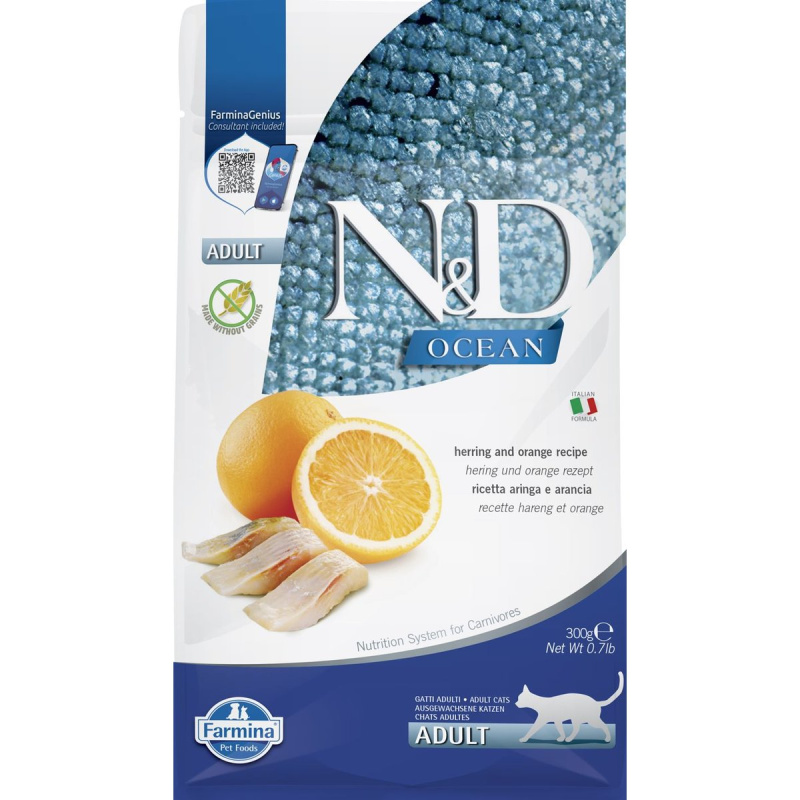 N&D OCEAN CAT GF Adult Herring & Orange 300 g