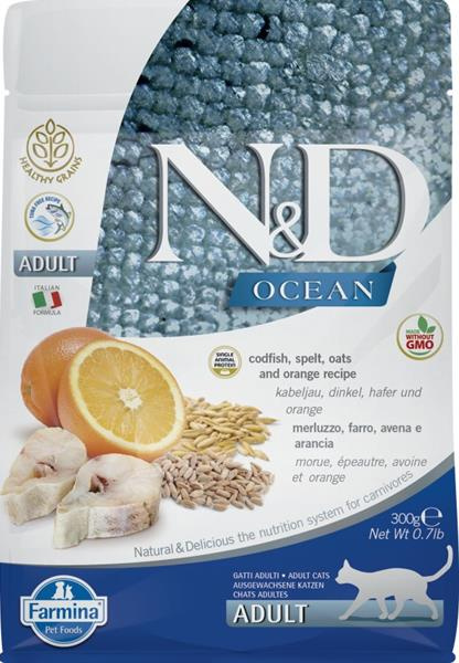 N&D OCEAN CAT LG Adult Codfish & Orange 300g