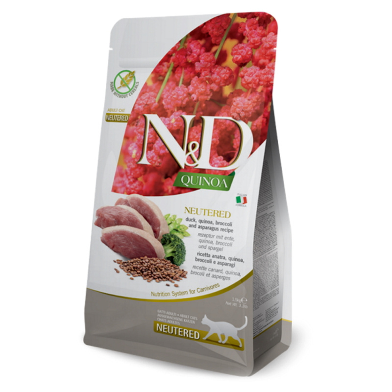 N&D Quinoa CAT Neutered Duck &Broccoli&Asparagus 1,5 kg