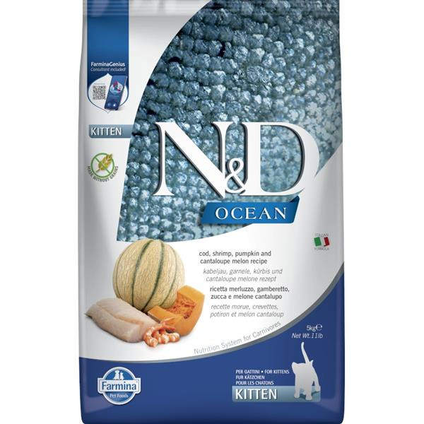 N&D OCEAN CAT Kitten Cod & Shrimp & Pumpkin&Melon 5 kg 