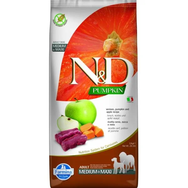 N&D Pumpkin DOG Adult M/L Venison & Apple 12 kg
