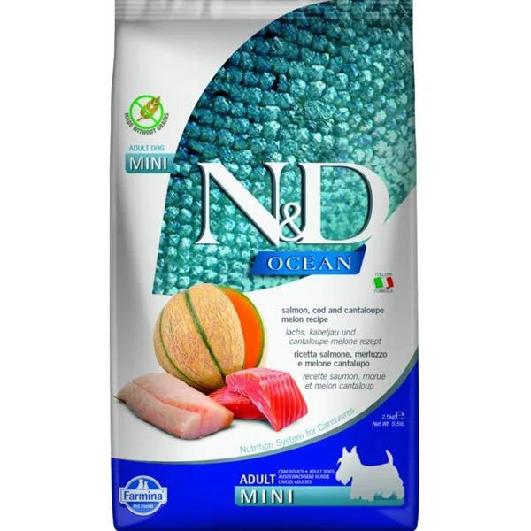 N&D OCEAN DOG Adult Mini Salmon & Cod & Melon 2,5 kg