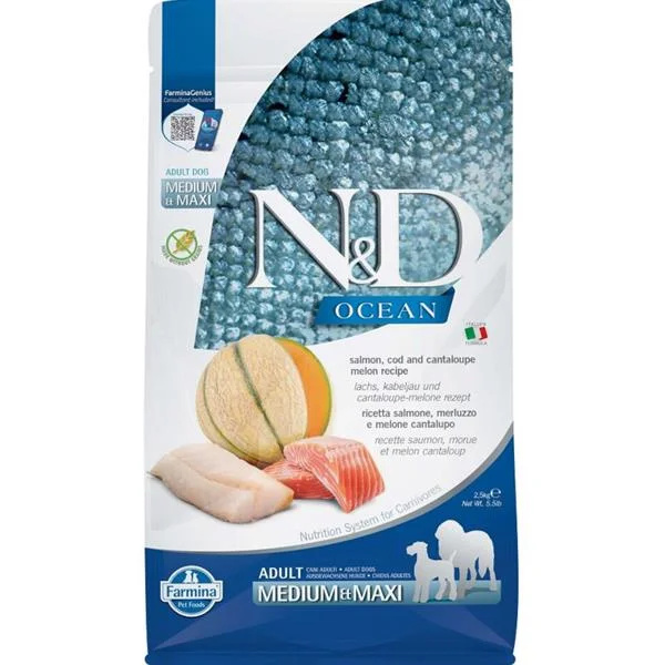 N&D OCEAN DOG Adult M/L Salmon & Cod & Melon 2,5 kg