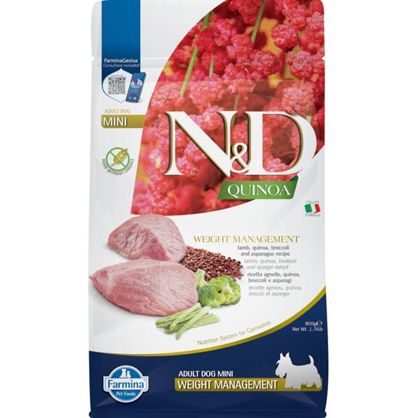 N&D Quinoa DOG Weight Mnmgnt Lamb &Broccoli Mini 800 g