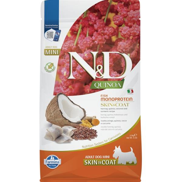 N&D Quinoa DOG Skin & Coat Herring & Coconut Mini 2,5 kg