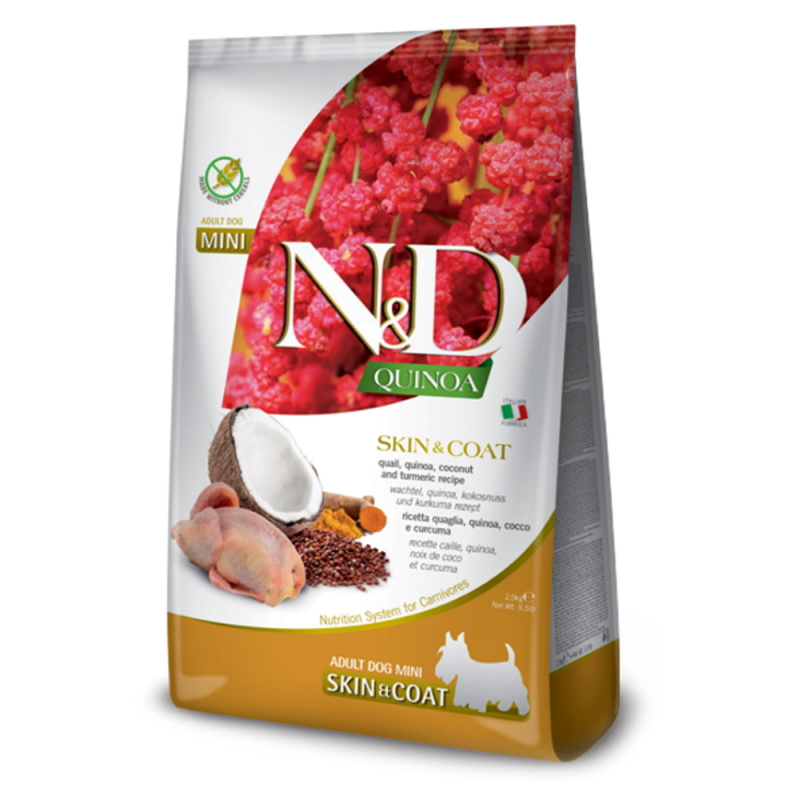 N&D Quinoa DOG Skin & Coat Quail & Coconut Mini 2,5 kg