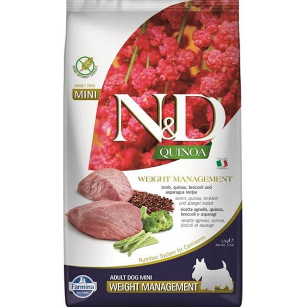 N&D Quinoa DOG Weight Mnmgnt Lamb &Broccoli Mini 2,5 kg