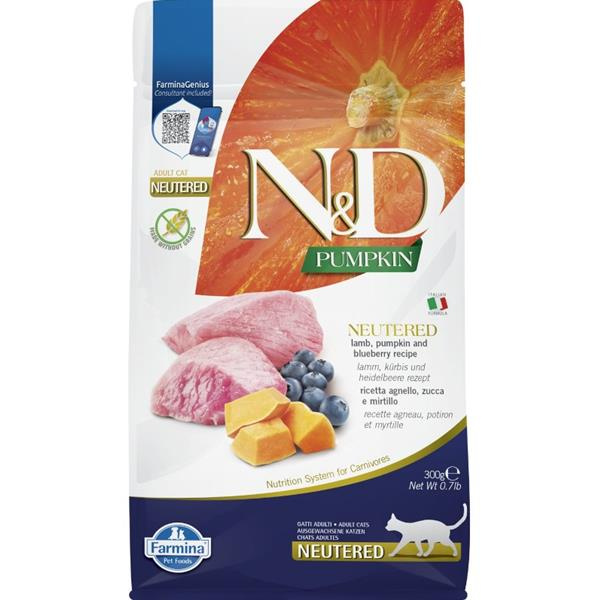 N&D Pumpkin CAT Neutered Lamb & Blueberry 300 g