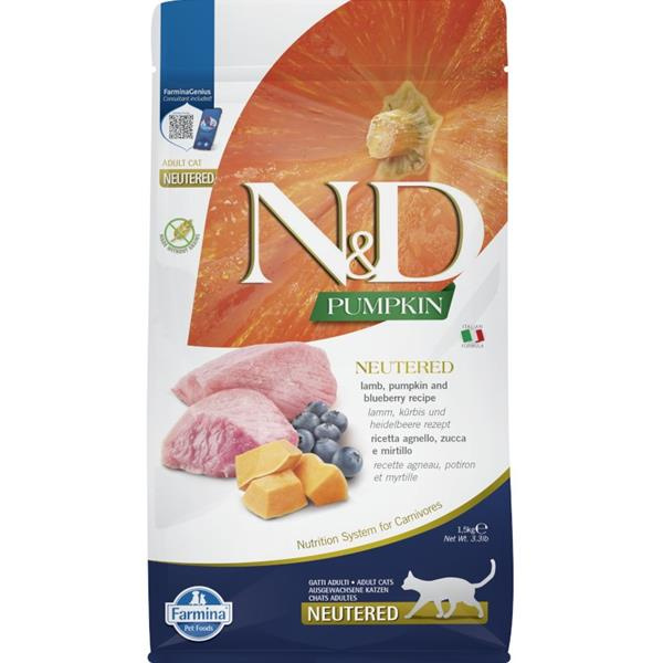 N&D Pumpkin CAT Neutered Lamb & Blueberry 1,5 kg