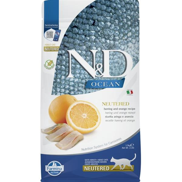 N&D OCEAN CAT NEUTERED Adult Herring & Orange 1,5 kg