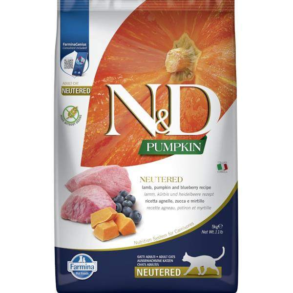 N&D Pumpkin CAT Neutered Lamb & Blueberry 5 kg 