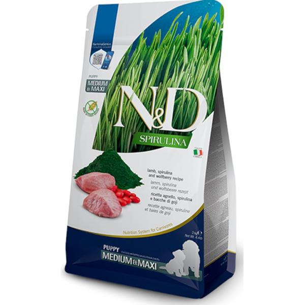 N&D SPIRULINA Dog GF Lamb & Wolfberry Puppy Medium & Maxi 2 kg