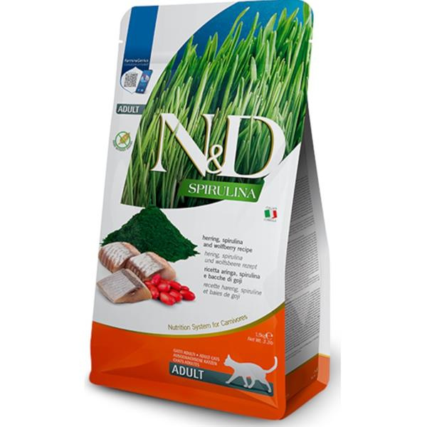 N&D SPIRULINA CAT Adult Herring & Wolfberry 1,5 kg