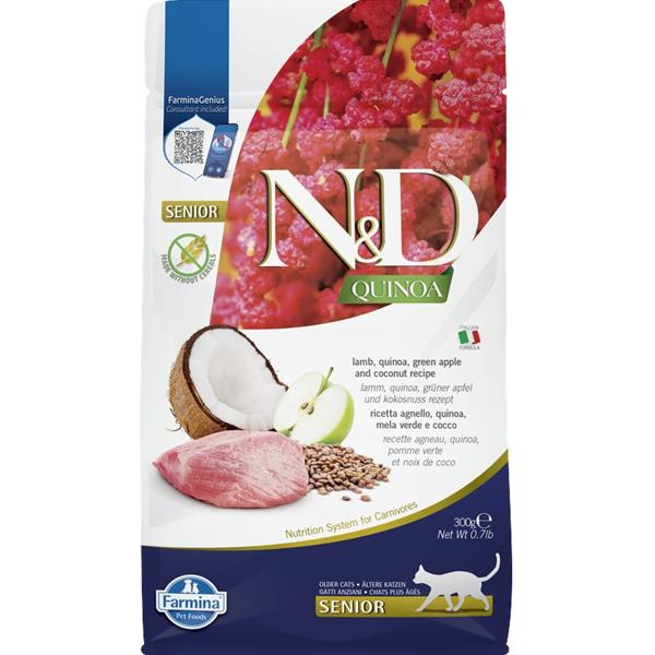N&D QUINOA Cat Senior Lamb, Green Apple and Coconut 300 g