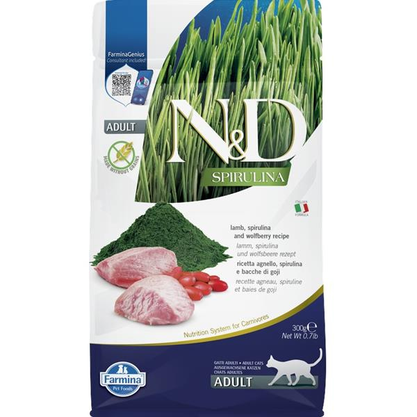 N&D SPIRULINA Cat GF Lamb and Goji Adult 300 g