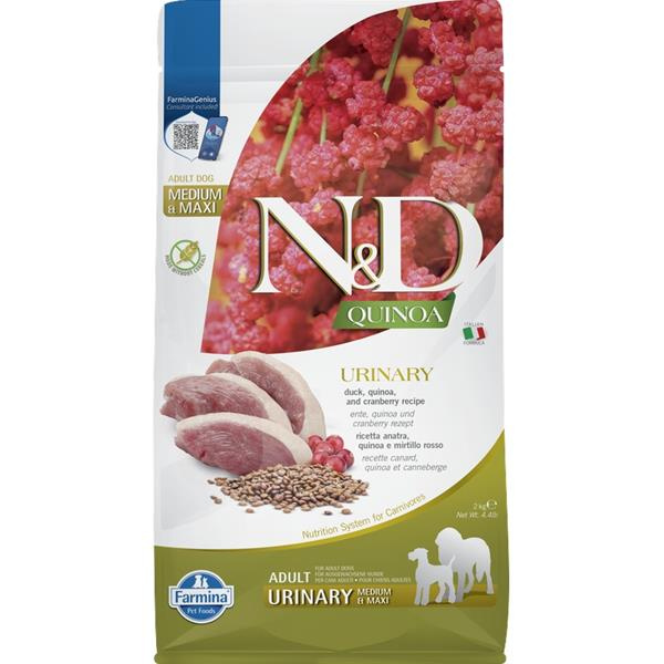 N&D QUINOA Dog Urinary, Duck & Cranberry Adult Medium & Maxi 2 kg