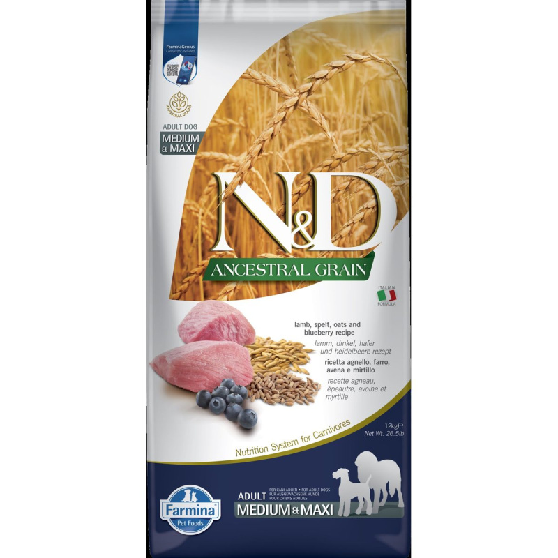 N&D LG DOG Adult M/L Lamb & Blueberry 12 kg 