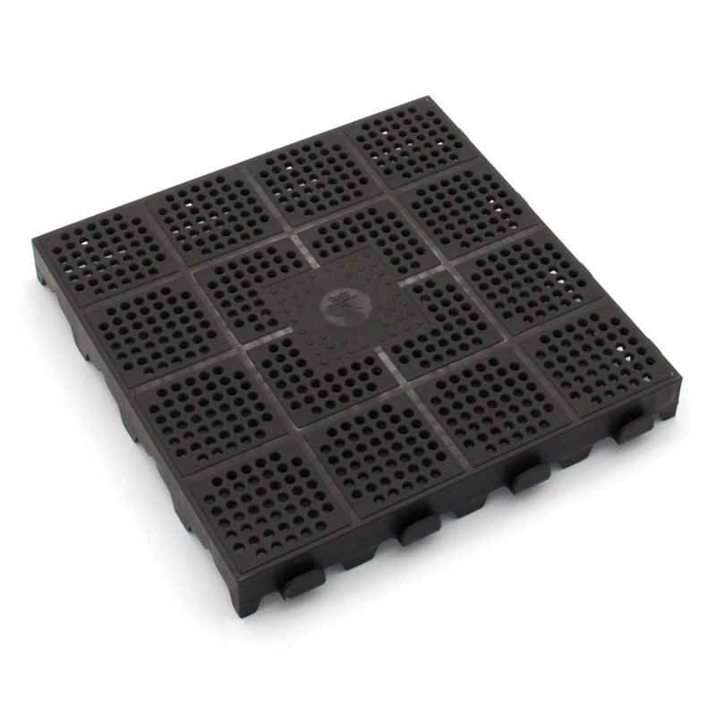 FLOMAT Tmavě-hnědá plastová děrovaná terasová dlažba Linea Combi - délka 39 cm, šířka 39 cm, výška 4,8 cm