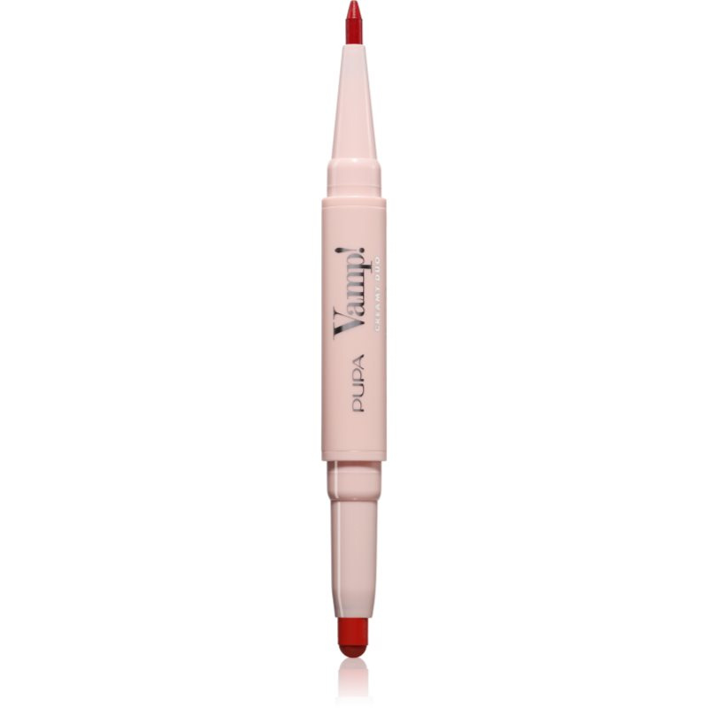 PUPA Milano Vamp! Creamy Duo rtěnka a konturovací tužka na rty 2 v 1 odstín 011 - Orange Red 0.8 g
