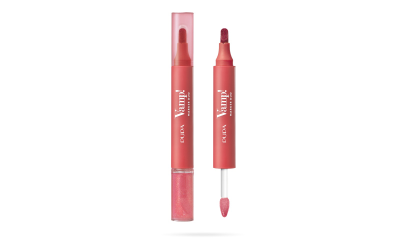 PUPA Milano Fix a olejový lesk na rty 2v1 Vamp! (Marker Duo) 4 ml 004 Spicy Raspberry