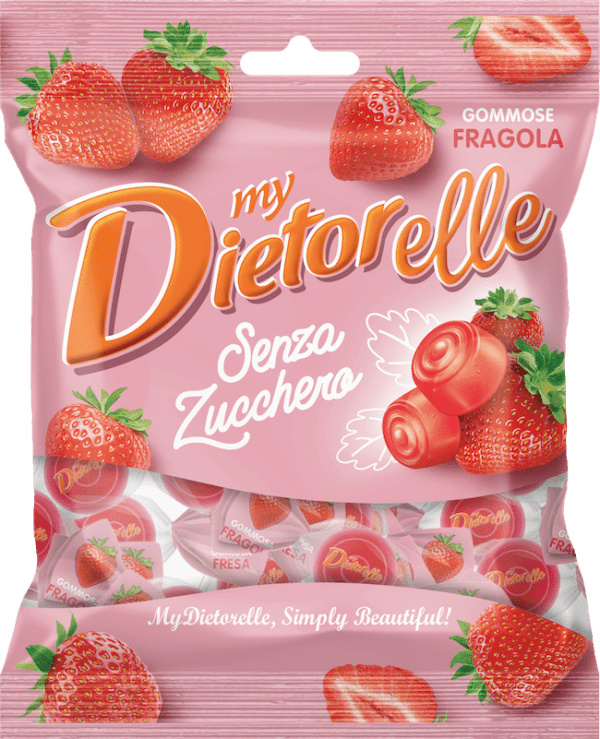 Dietor Dietorelle gumové bonbóny jahodové 70g