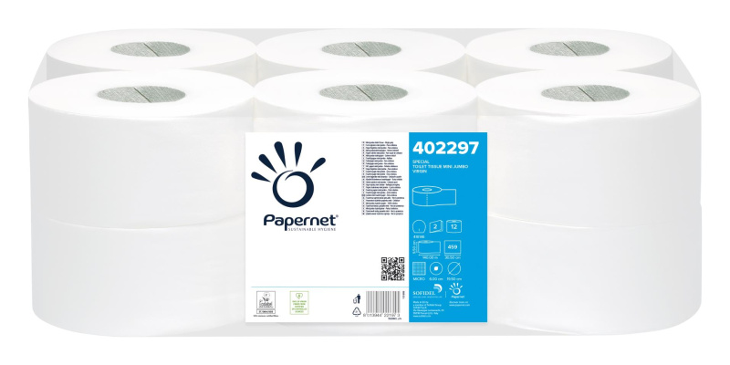 Toaletní papír jumbo mini Papernet - 2vrstvý, 19,5 cm, 12 rolí