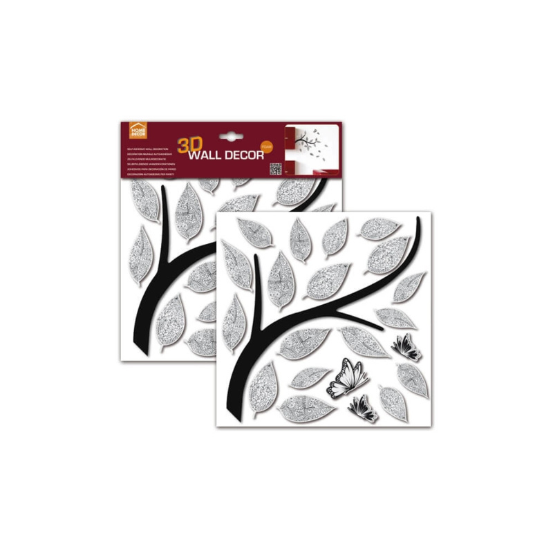 Crearreda Samolepící dekorace Branch and Butterflies 3D