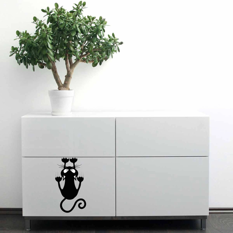 Crearreda Samolepicí dekorace, černá kočka, 1 arch, 15 x 26 cm