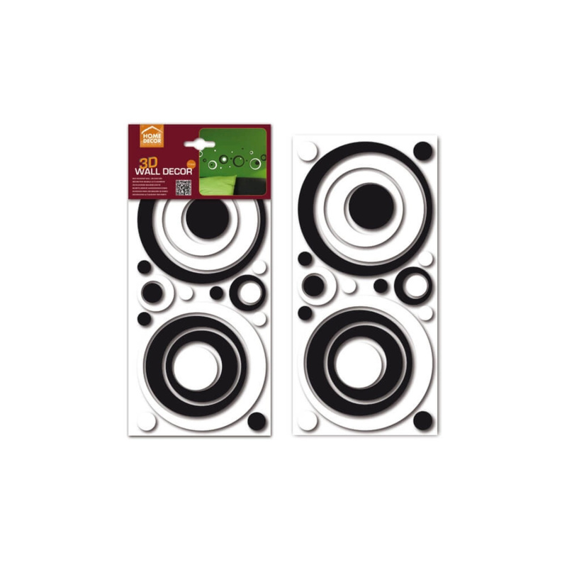 Crearreda Samolepící dekorace B&W Circles 3D