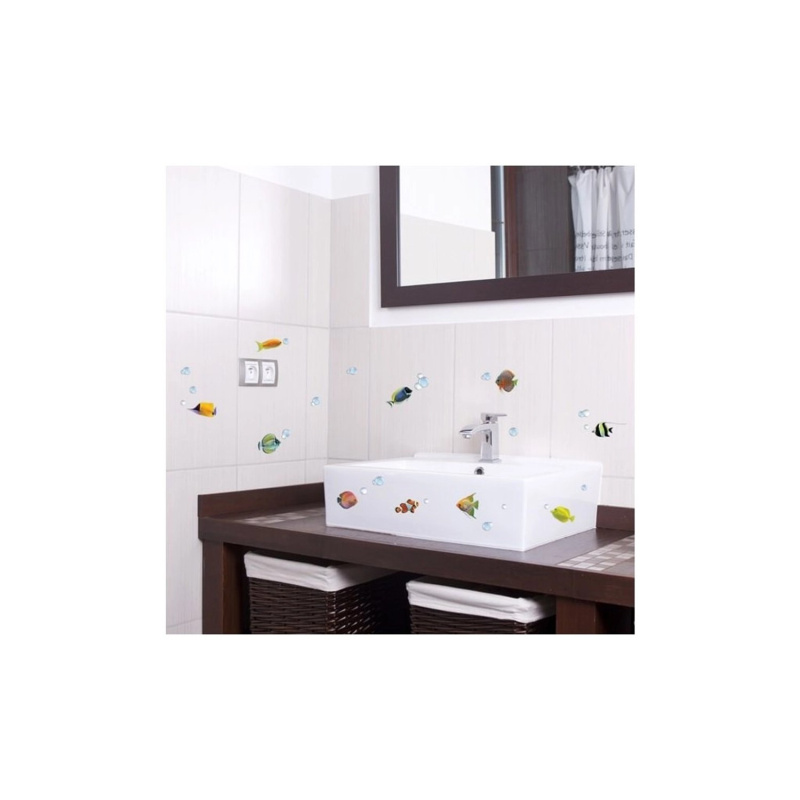 Crearreda Samolepicí dekorace, barevné rybičky, 1 arch, 15 x 31 cm