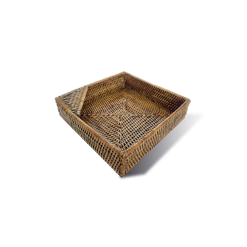 Sambonet Ratanový zásobník na ubrousky, kolekce Radici, 23 x 23 x 7 cm, medově hnědá 58236-23