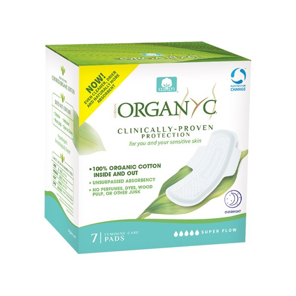 ORGANYC Dámské vložky extra silné prodloužené, 7ks