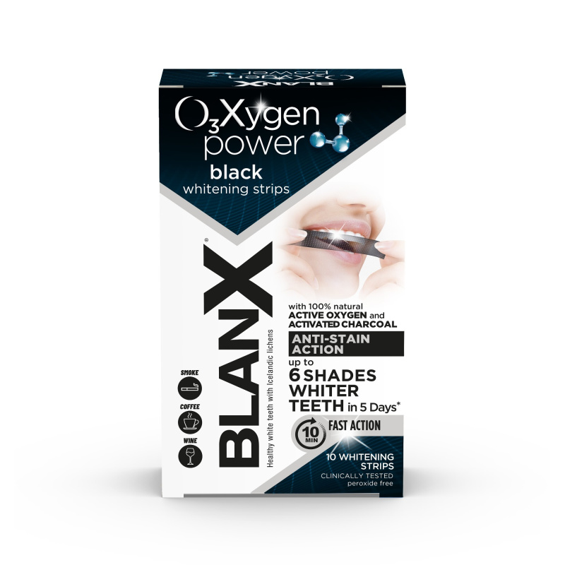 BlanX Oxygen Power Whitening Black Strips bělicí pásky na zuby 10 ks