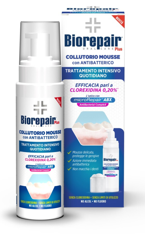 Biorepair Plus Collutorio Mousse ústní voda proti zubnímu plaku 200 ml