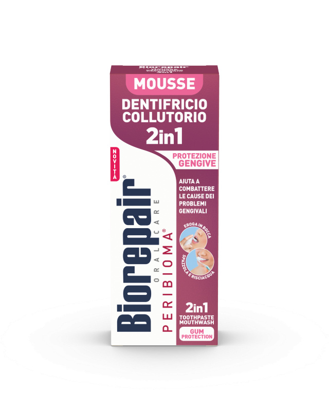 Biorepair Peribioma Gum Protection 2v1 ústní pěna 2 v 1 na čištění zubů a dásní bez kartáčku a vody na zuby 75 ml